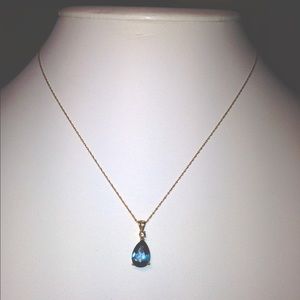 ❤️⬇️ Blue topaz, diamond, 14k gold necklace